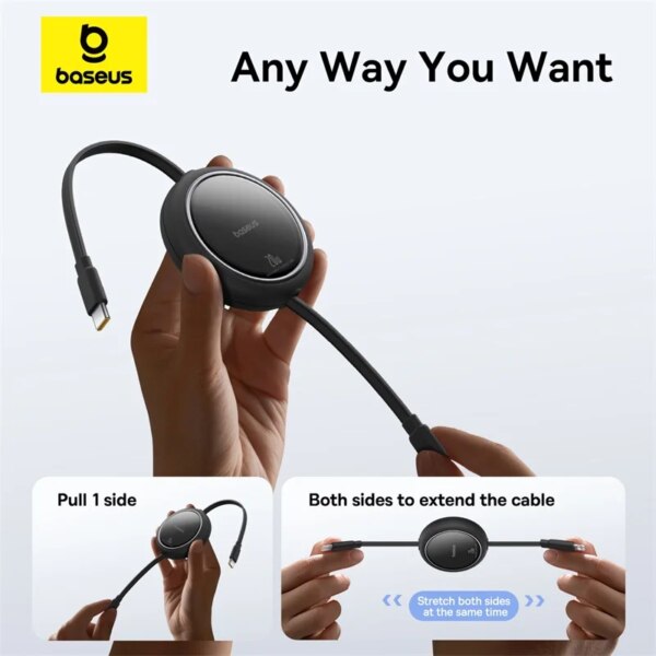 Baseus Free2Pull Retractable PD 20W USB-C to Lightning Cable for iPhone iPad Fast Charging - Image 3