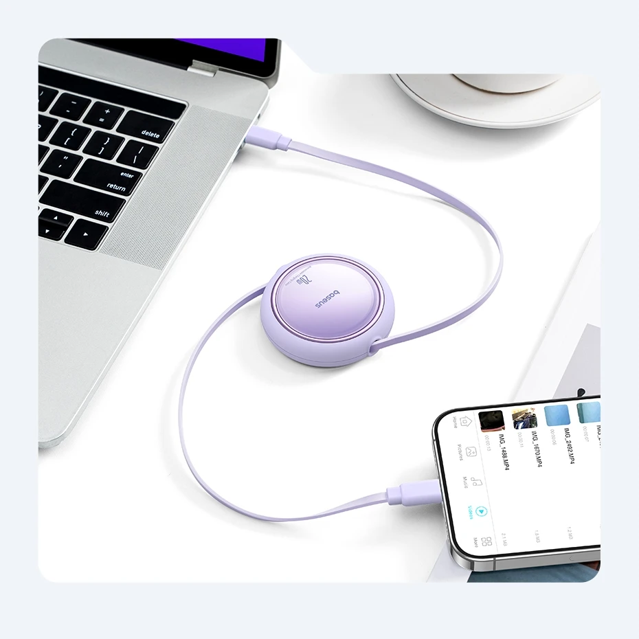 Baseus 2/5PCS Retractable PD 20W USB C Cable For iPhone 14 13 12 Pro Max iPad Macbook Wire Fast Charging Type C Data Cord
