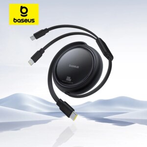 Baseus Free2Pull 2-in-1 Retractable USB-C Cable 100W Fast Charging For Macbook iPhone 15 Huawei Xiaomi