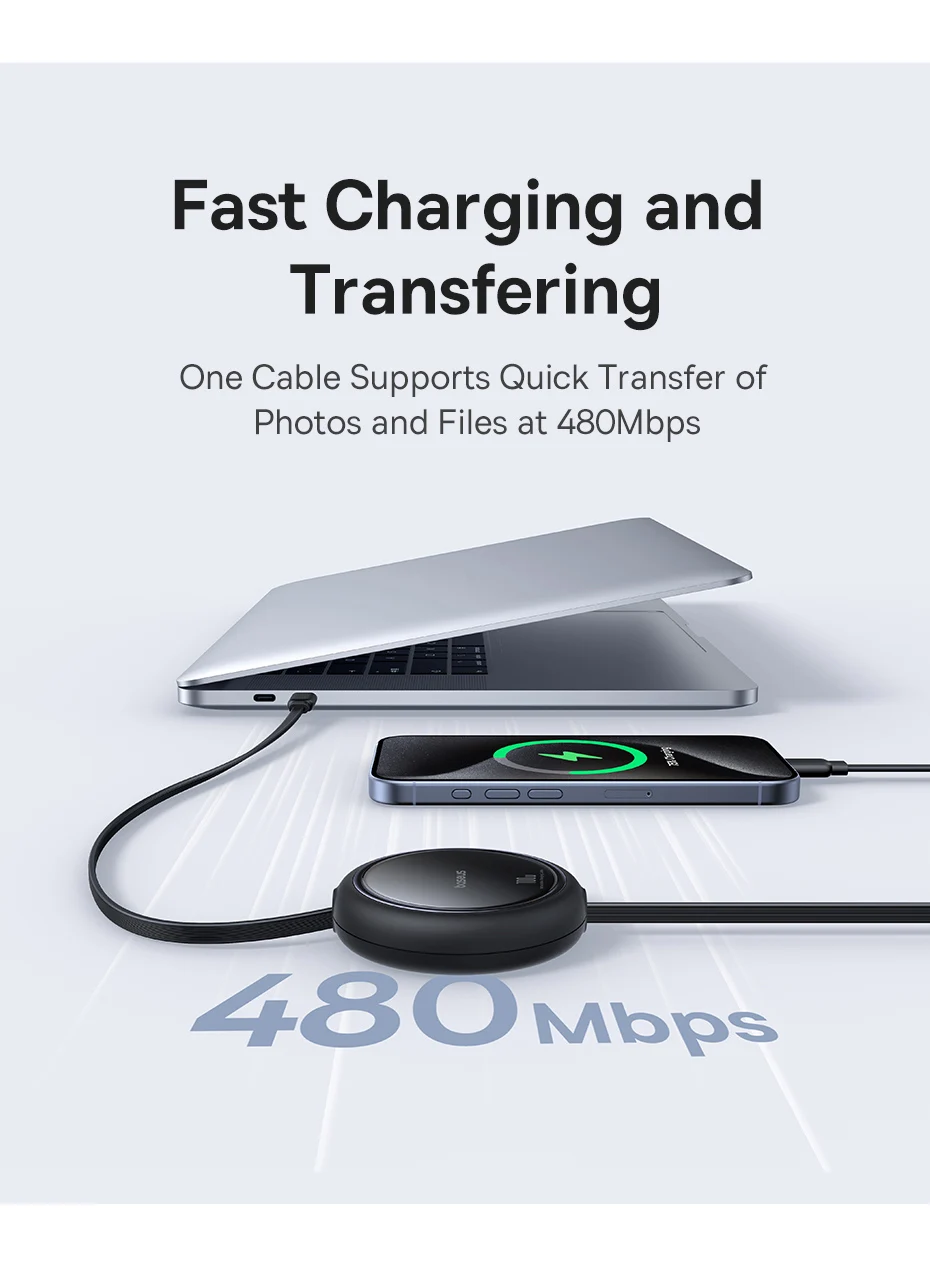 Baseus Retractable 2 in 1 USB C Cable For iphone 16 15 pro max 100W Type C Cable For Macbook Fast Charging for Huawei Xiaomi