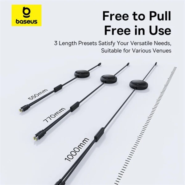 Baseus Free2Pull 2-in-1 Retractable USB-C Cable 100W Fast Charging For Macbook iPhone 15 Huawei Xiaomi - Image 5