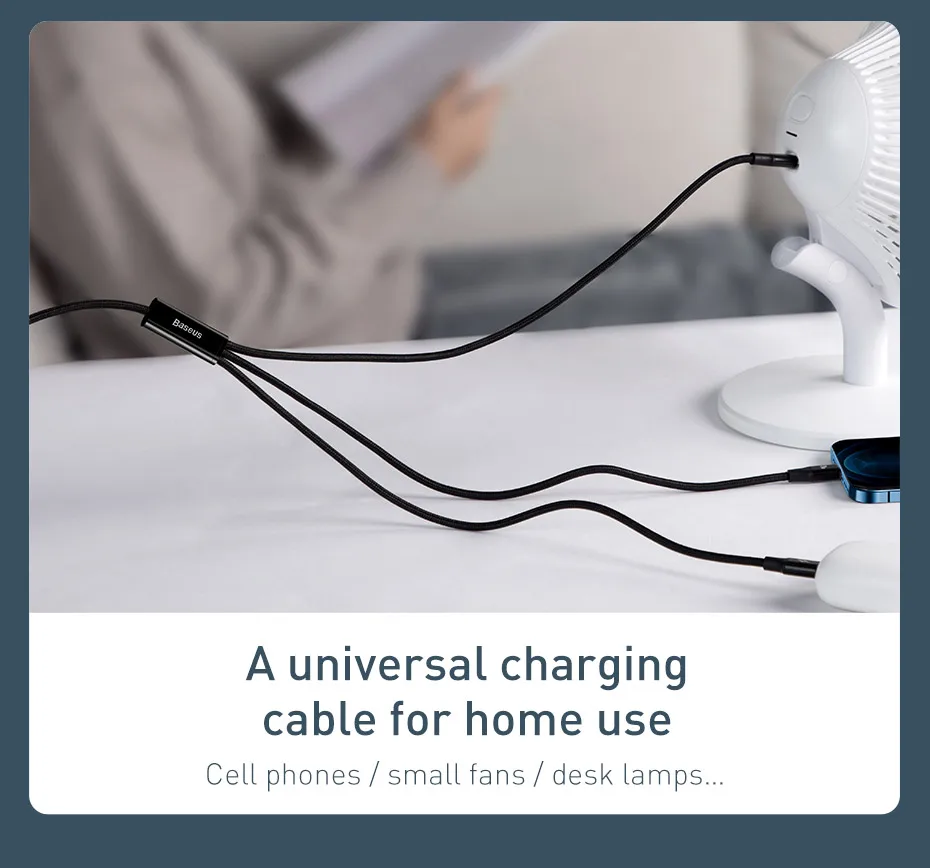 Baseus 20W PD 3 in 1 USB Type C Cable for iPhone 15 14 13 12 Xs Max Charger Cable for MacBook iPad Pro Samsung Xiaomi USB Cable