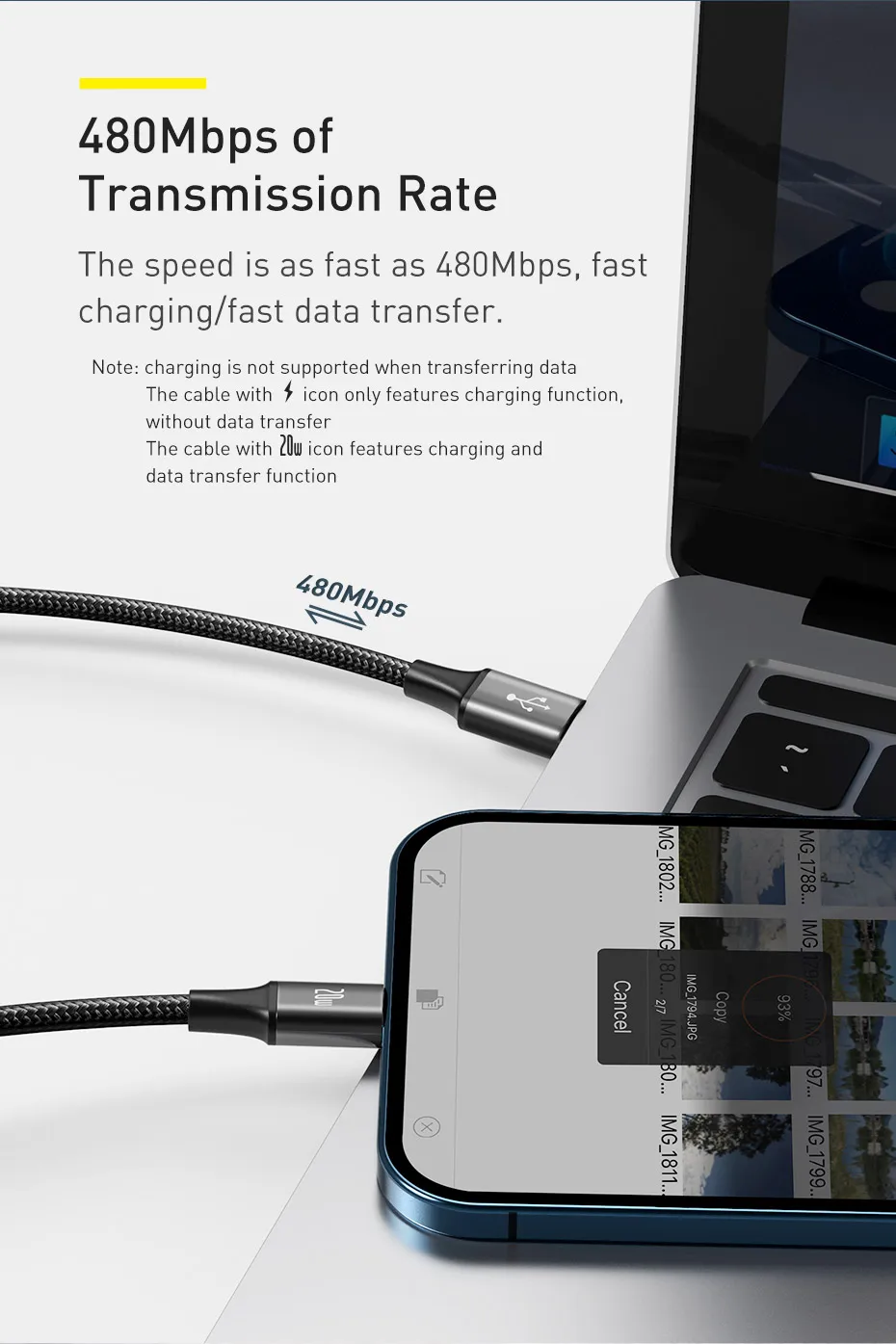 Baseus 20W PD 3 in 1 USB Type C Cable for iPhone 15 14 13 12 Xs Max Charger Cable for MacBook iPad Pro Samsung Xiaomi USB Cable