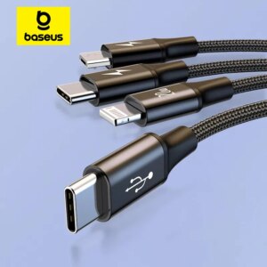 Baseus 20W PD 3-in-1 Fast Charging Cable USB Type-C to Micro/Lightning for iPhone 15 14 13 Samsung Xiaomi