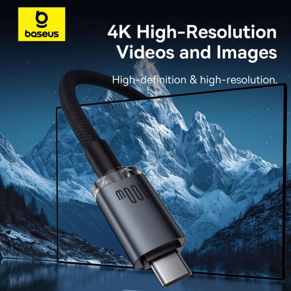 Baseus Crystal Shine USB3.2 USB-C to USB-C Cable 100W 20Gbps 4K@60Hz Fast Charging Data Cable - Image 5