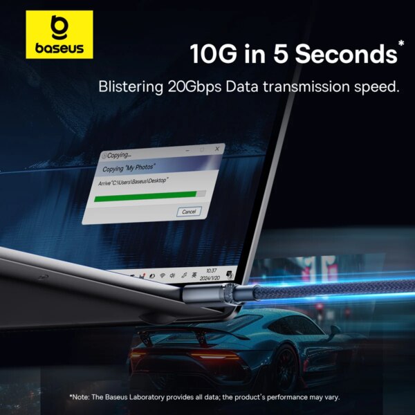 Baseus Crystal Shine USB3.2 USB-C to USB-C Cable 100W 20Gbps 4K@60Hz Fast Charging Data Cable - Image 4