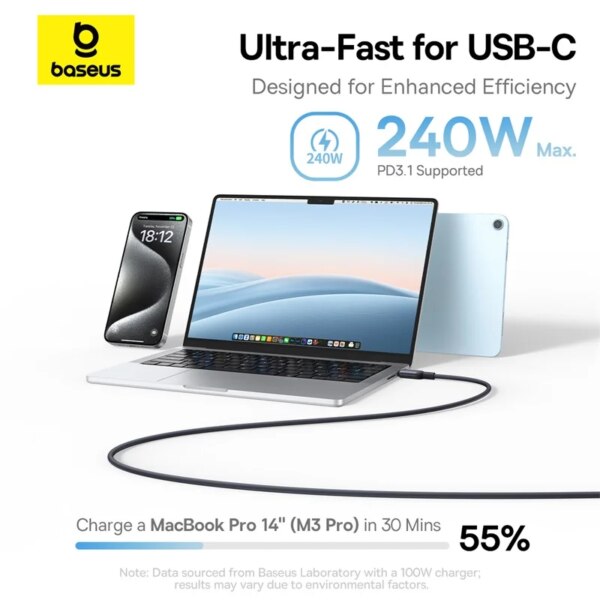 Baseus PicoGo 240W Magnetic USB C Cable Liquid Silicone Fast Charging For iPhone Samsung Macbook - Image 5
