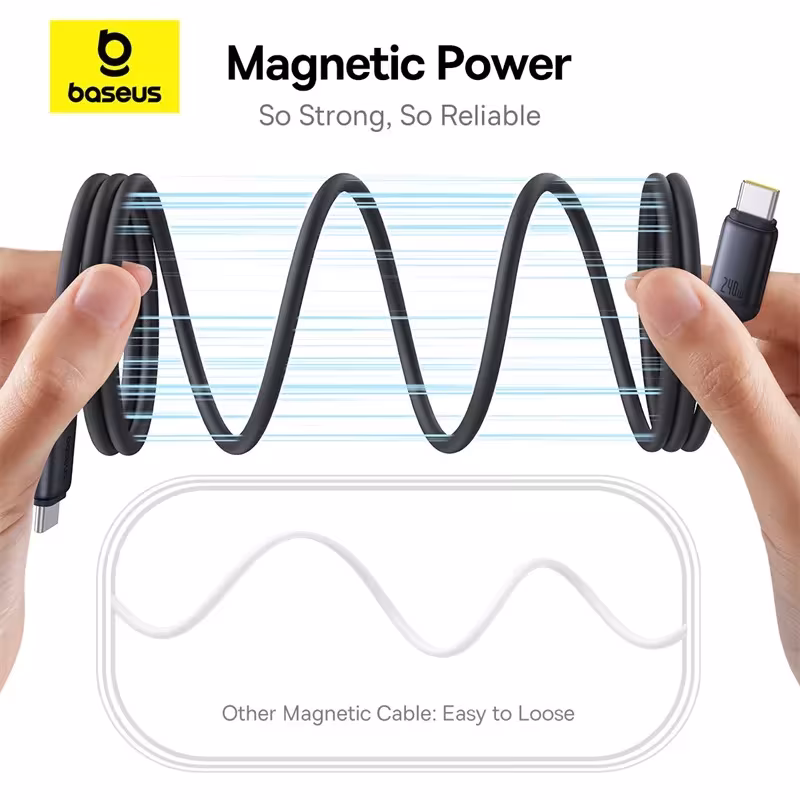 Baseus PicoGo 240W Magnetic USB C Cable Liquid Silicone Fast Charging For iPhone Samsung Macbook Baseus PicoGo 240W Magnetic USB C Cable Liquid Silicone Fast Charging For iPhone Samsung Macbook - Image 4