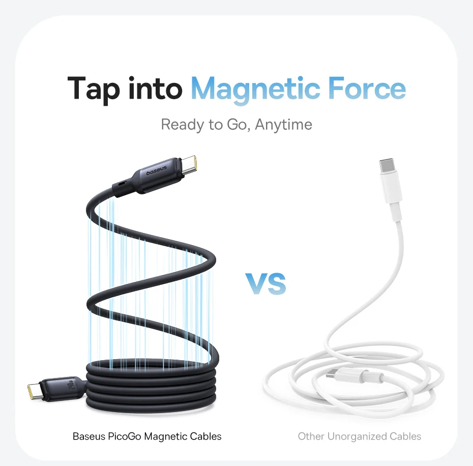 Baseus Picogo 240W USB C Cable for iPhone 16 15 Magnetic Fast Charging Type C Cable For Macbook Liquid Silicone Wire For Samsung