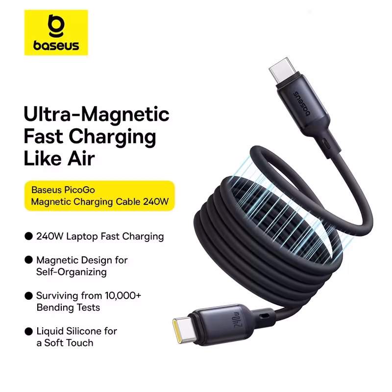 Baseus PicoGo 240W Magnetic USB C Cable Liquid Silicone Fast Charging For iPhone Samsung Macbook Baseus PicoGo 240W Magnetic USB C Cable Liquid Silicone Fast Charging For iPhone Samsung Macbook - Image 3