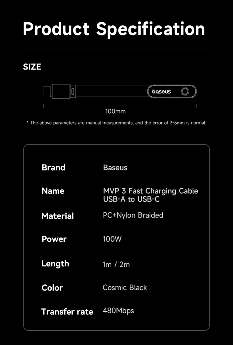 Baseus MVP3 Elbowed 100W USB Cable For Huawei Honor LED USB Cable Type C for Tablet Fast Charging Data Wire