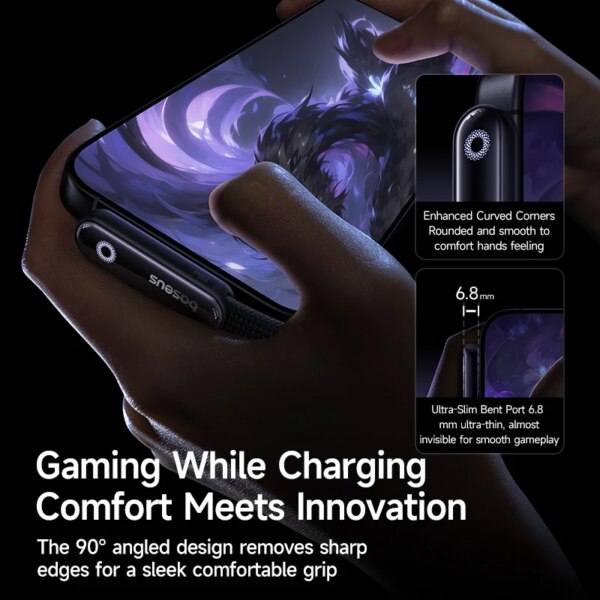 Baseus MVP3 100W USB-A to USB-C Fast Charging Cable 90 Degree Angled Port for Huawei Honor Gaming - Image 4