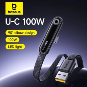 Baseus MVP3 100W USB-A to USB-C Fast Charging Cable 90 Degree Angled Port for Huawei Honor Gaming
