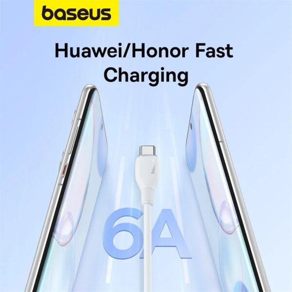 Baseus Pudding Series USB-C Fast Charging Cable 100W TPE Soft Wire for Huawei Honor Samsung - Image 3