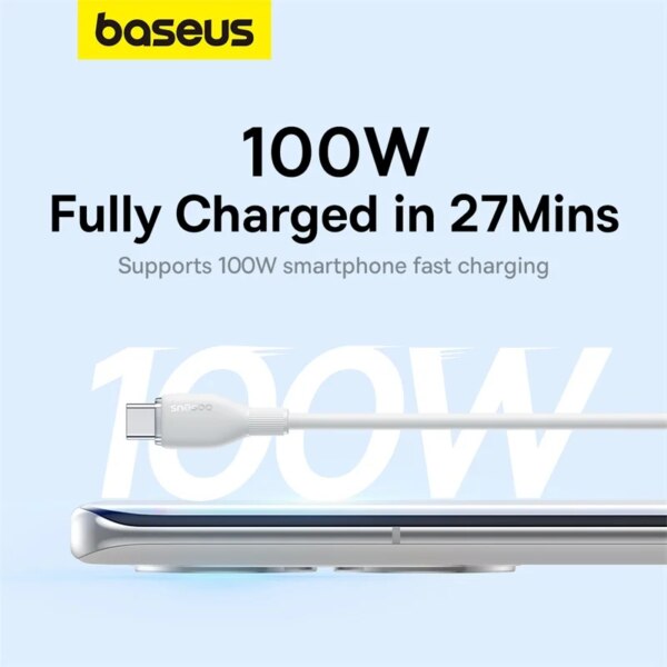Baseus Pudding Series USB-C Fast Charging Cable 100W TPE Soft Wire for Huawei Honor Samsung - Image 2