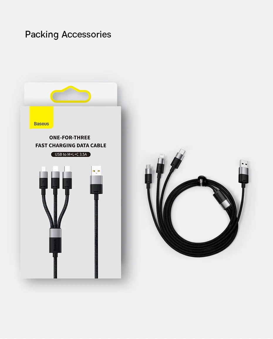 Baseus 3 in 1 USB C Cable for iPhone 14 13 12 Pro 11 3.5A Charger Cable Micro USB C Type C Cable for Macbook Pro Samsung Xiaomi