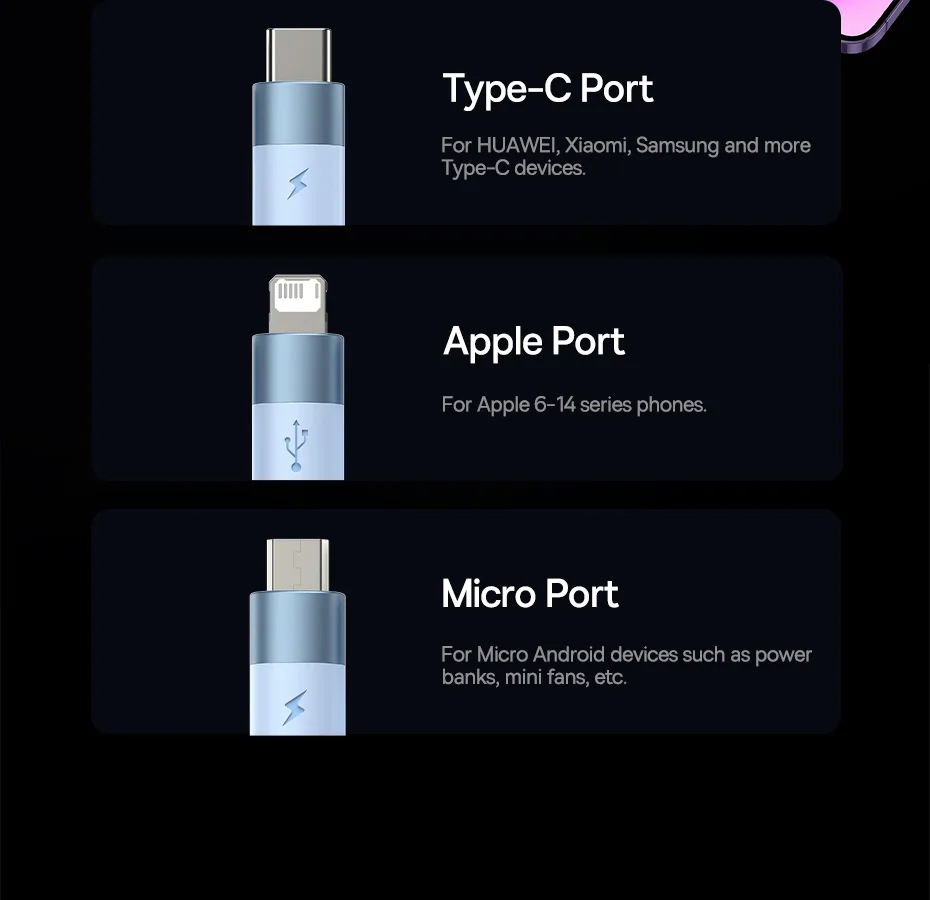 Baseus 3 in 1 USB C Cable for iPhone 14 13 12 Pro 11 3.5A Charger Cable Micro USB C Type C Cable for Macbook Pro Samsung Xiaomi