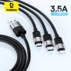 Baseus 3-in-1 Fast Charging Cable 3.5A USB C Micro iPhone Charger for Samsung Xiaomi Macbook