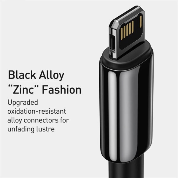 Baseus Zinc Alloy Fast Charging Cable 2.4A USB for iPhone 14 13 12 11 Pro Max XR Xs - Image 2