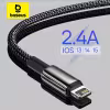Baseus Zinc Alloy Fast Charging Cable 2.4A USB for iPhone 14 13 12 11 Pro Max XR Xs