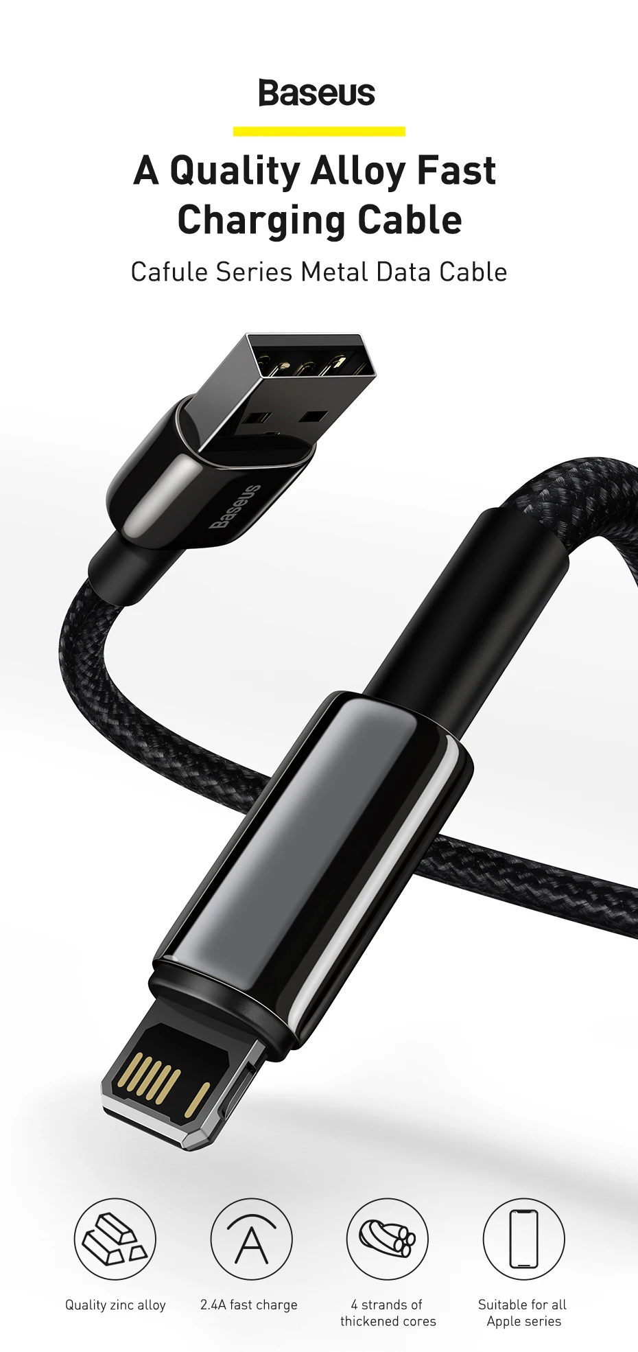 Baseus 2.4A USB Cable For iPhone 14 13 Pro Max XR Xs Cable Fast Charging Cable for iPhone 12 Charger USB Data Line