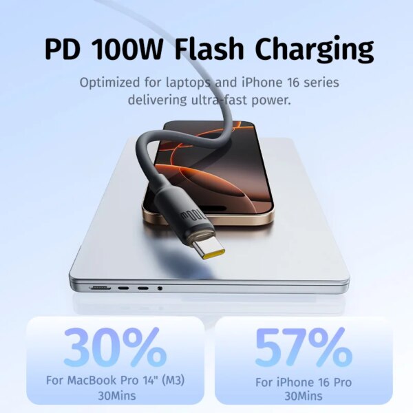 Baseus Foamed Silicone Pro Magnetic USB-C Fast Charging Cable 100W Self-Organizing Type C Cable - Image 4