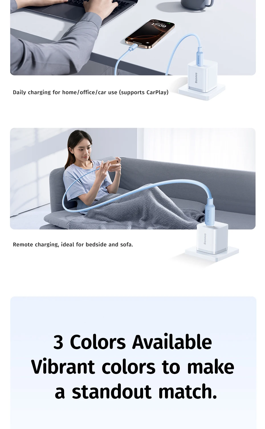 Baseus Foamed Silicone USB C Cable For iPhone 16 15 Self-organizing 100W Type C Cable For Macbook Samsung Xiaomi Fast Charging