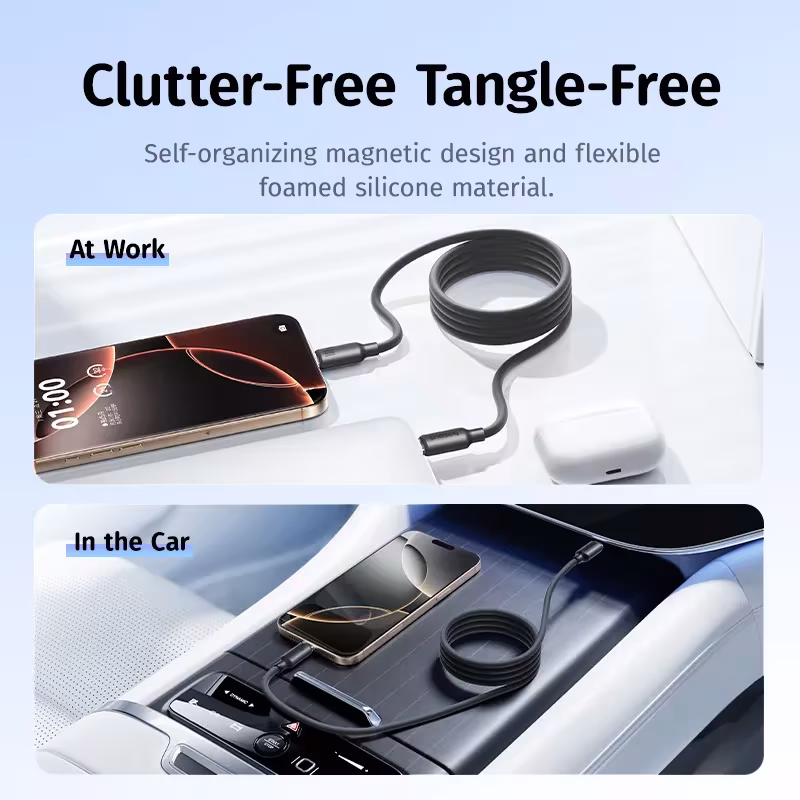 Baseus Foamed Silicone Pro Magnetic USB-C Fast Charging Cable 100W Self-Organizing Type C Cable Baseus Foamed Silicone Pro Magnetic USB-C Fast Charging Cable 100W Self-Organizing Type C Cable - Image 4