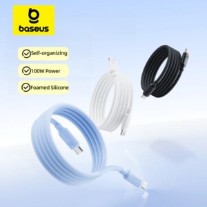 Baseus Foamed Silicone Pro Magnetic USB-C Fast Charging Cable 100W Self-Organizing Type C Cable