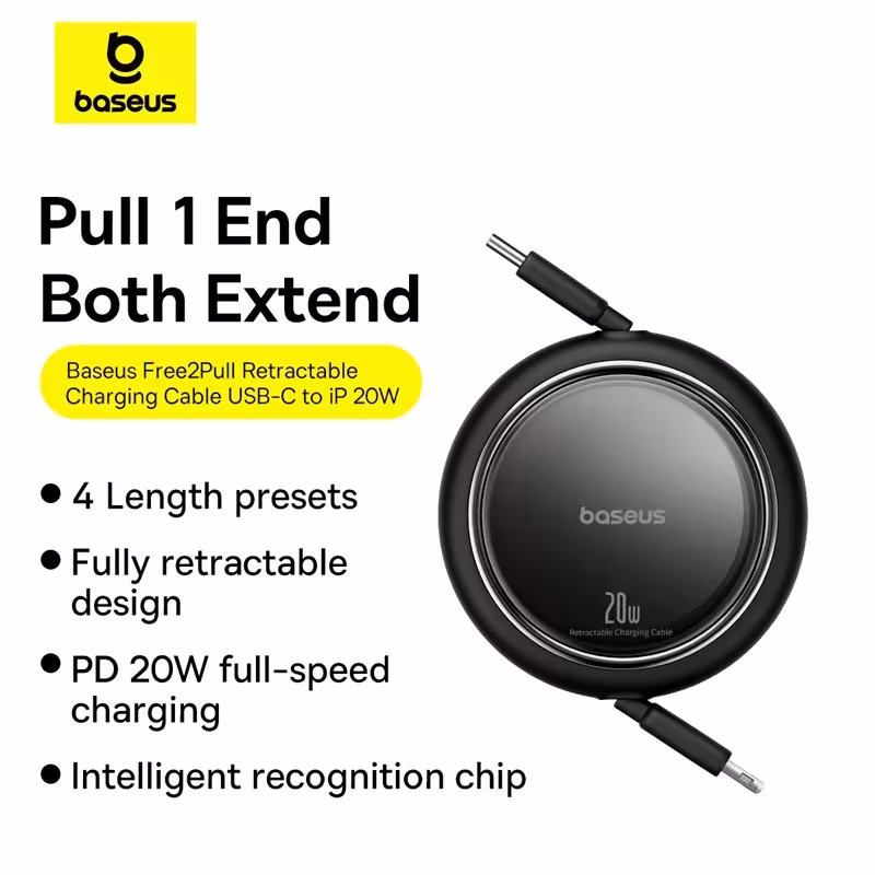 Baseus Free2Pull Retractable USB-C to Lightning Cable 20W Fast Charging for iPhone iPad Baseus Free2Pull Retractable USB-C to Lightning Cable 20W Fast Charging for iPhone iPad - Image 2