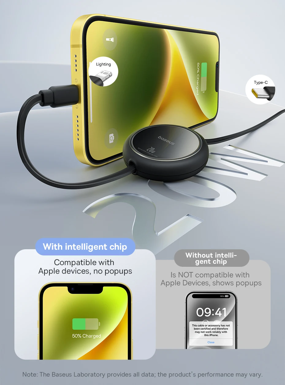 Baseus Retractable PD 20W USB C Cable For iPhone 14 13 12 Pro Max iPad Macbook Wire Fast Charging Type C Data Cord