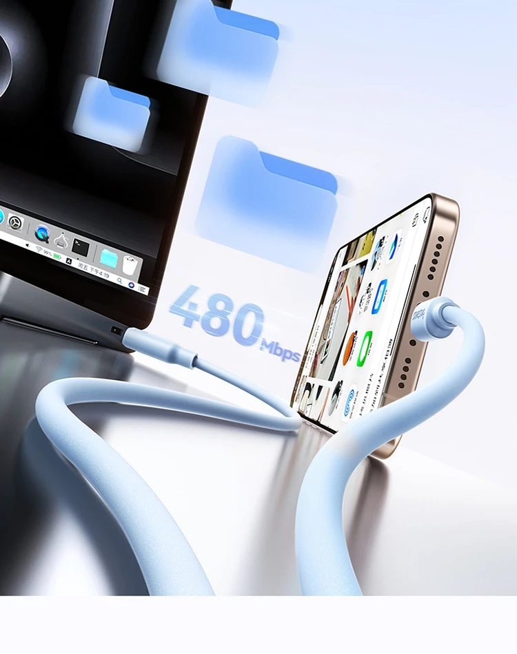 Baseus Foam Silicone USB Type C to USB C Cable 100W For iPhone 16 15 Fast Charging Type C Cable for Macbook Samsung Xiaomi