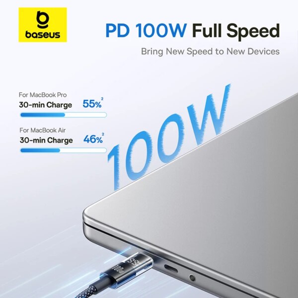 Baseus Display 2 USB-C to USB-C Fast Charging Cable 100W with LED Power Display - Image 3