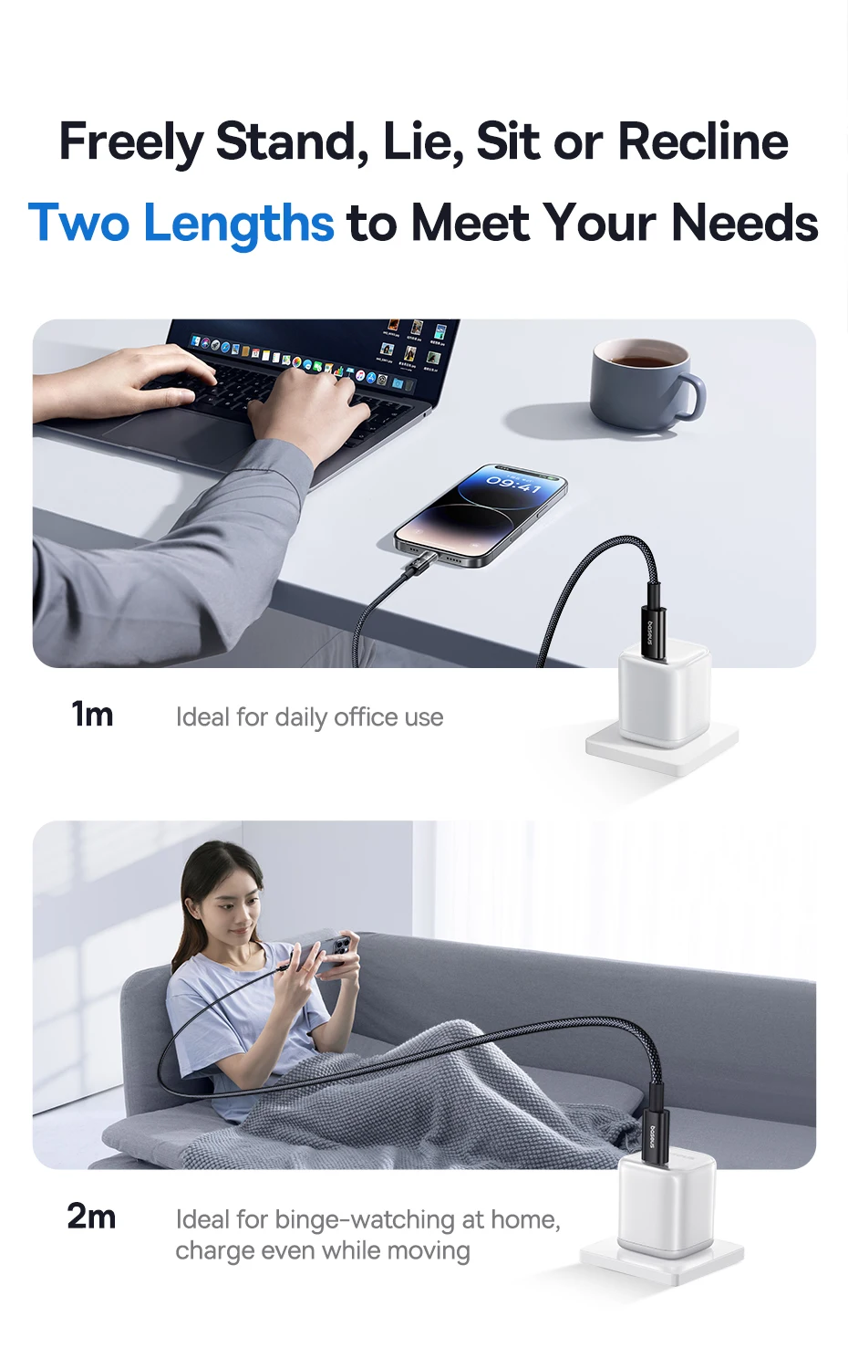 Baseus 20W USB C Cable For iPhone 14 13 12 LED Display USB Cable Type C for iPad Pro Fast Charging Data Wire