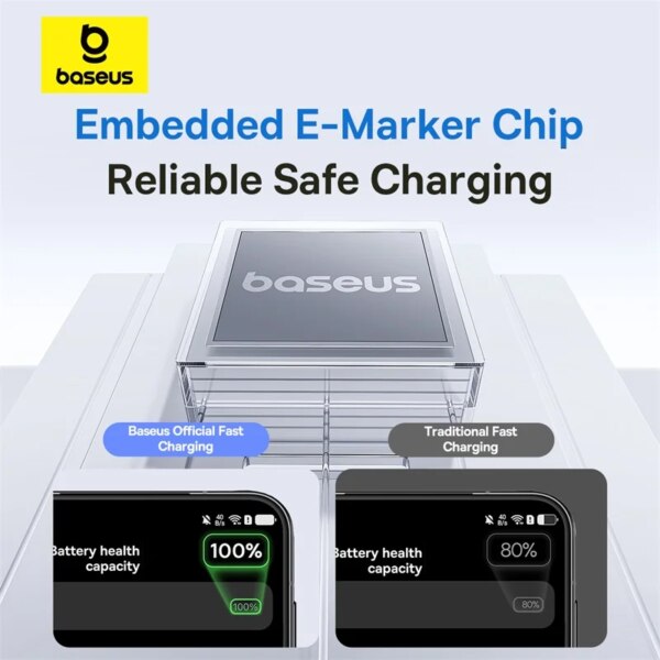 Baseus Display 2 USB-A to USB-C Fast Charging Cable 100W with LED Power Display - Image 4