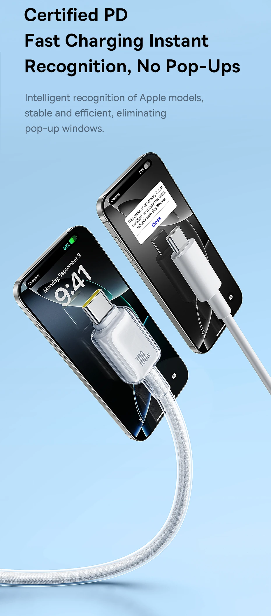 Baseus 100W USB Cable For iPhone 16 15 Pro Max USB Cable Type C For Macbook Pro Fast Charging Data Wire For Xiaomi Samsung