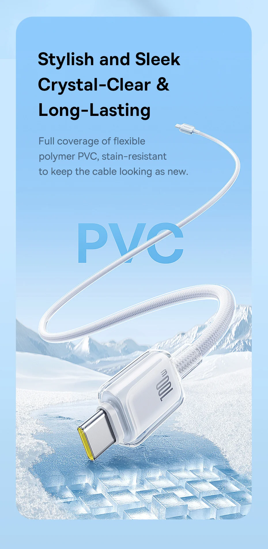 Baseus 100W USB Cable For iPhone 16 15 Pro Max USB Cable Type C For Macbook Pro Fast Charging Data Wire For Xiaomi Samsung
