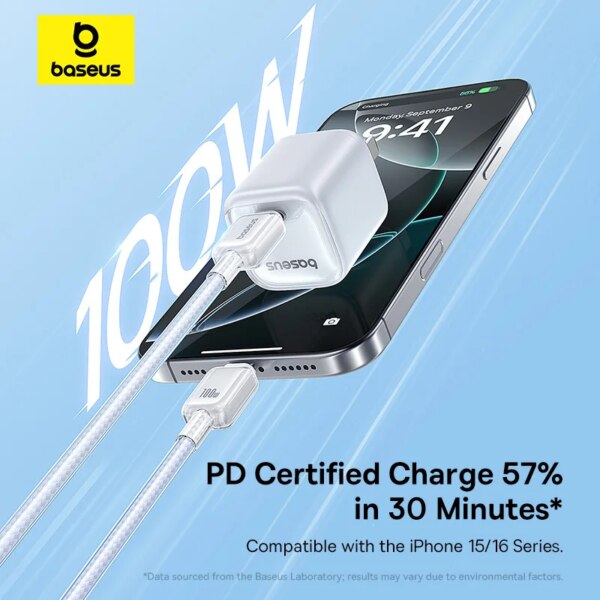 Baseus Crystal 100W USB C to USB C Fast Charging Cable PD 100W for iPhone 16 15 Pro MacBook - Image 2