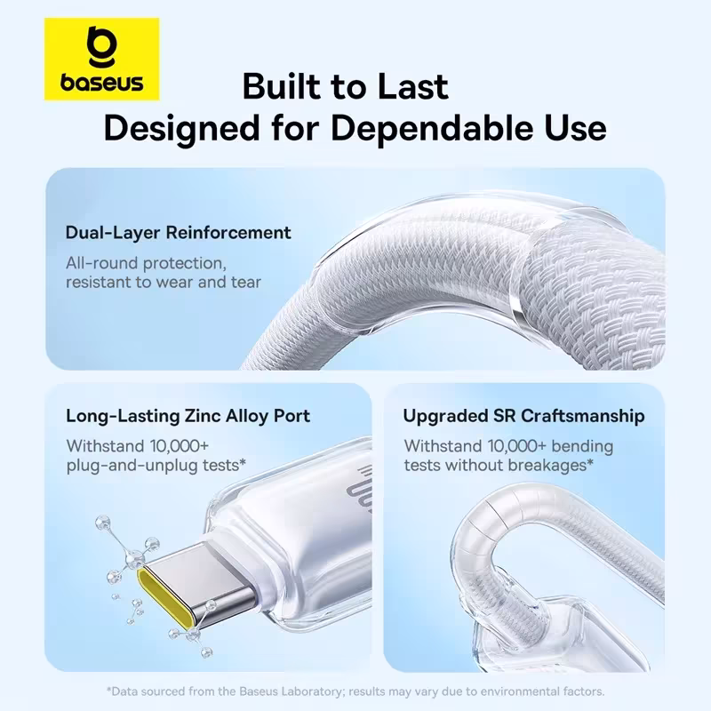 Baseus Crystal 100W USB C to USB C Fast Charging Cable PD 100W for iPhone 16 15 Pro MacBook Baseus Crystal 100W USB C to USB C Fast Charging Cable PD 100W for iPhone 16 15 Pro MacBook - Image 4