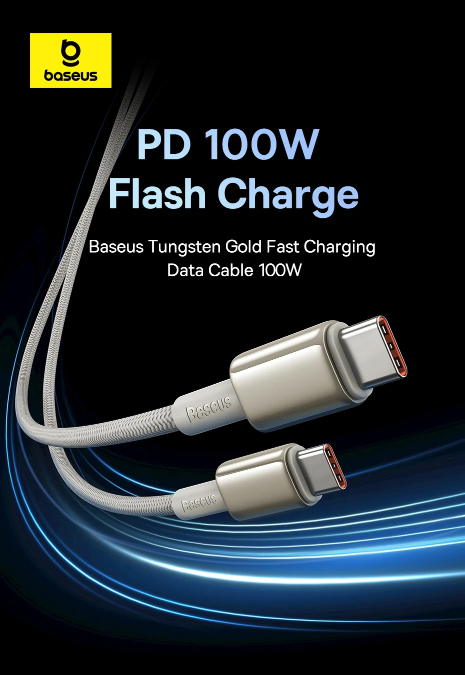 Baseus 100W USB C to USB Type C Cable For iPhone 16 15 for Xiaomi Quick Charge 4.0 PD 100W Fast Charger for MacBook iPad Pro