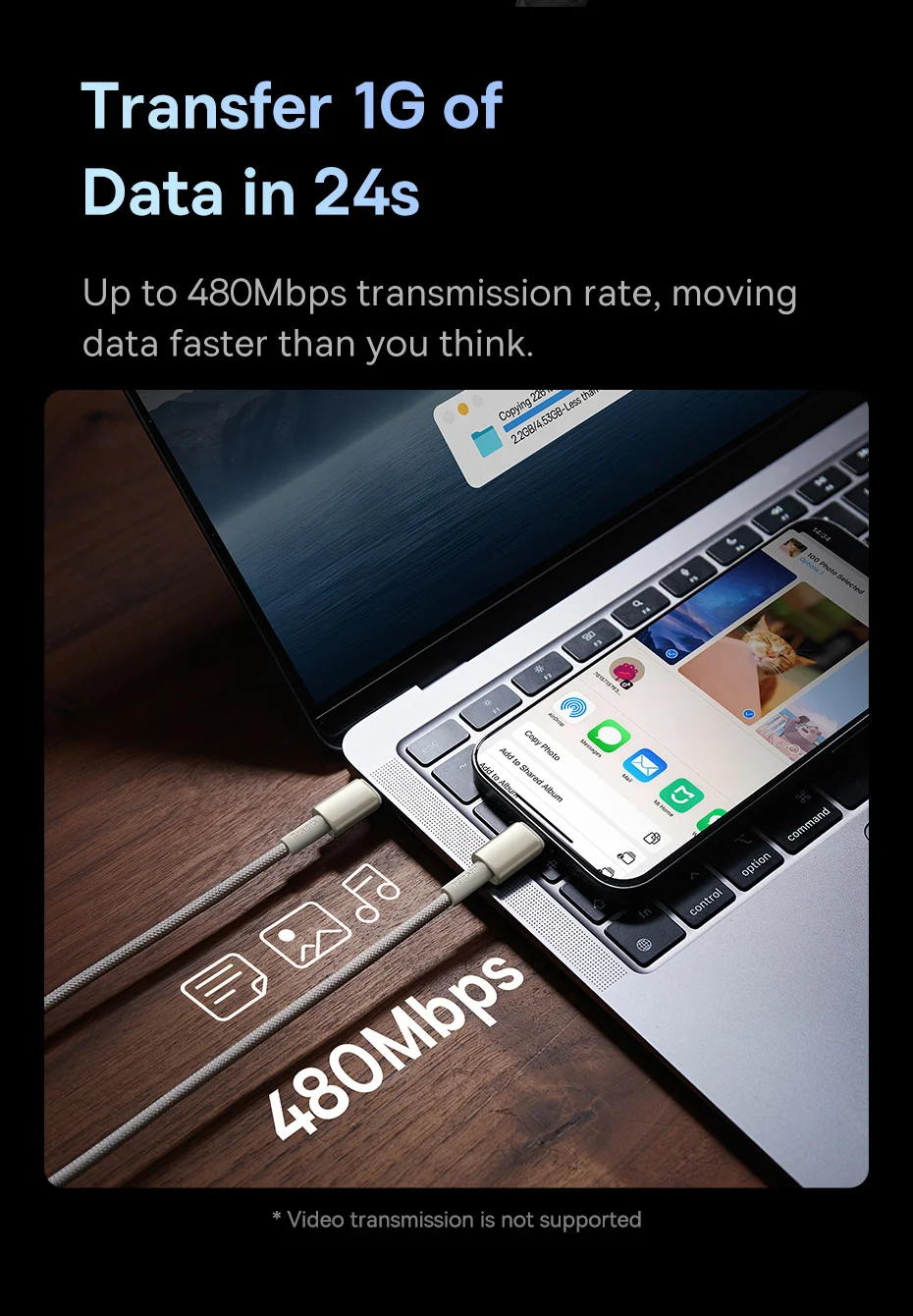 Baseus 100W USB C to USB Type C Cable For iPhone 16 15 for Xiaomi Quick Charge 4.0 PD 100W Fast Charger for MacBook iPad Pro