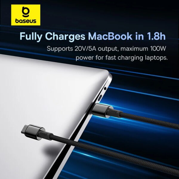 Baseus Tungsten Gold Type-C Fast Charging Cable 100W USB C to C with E-Marker - Image 4