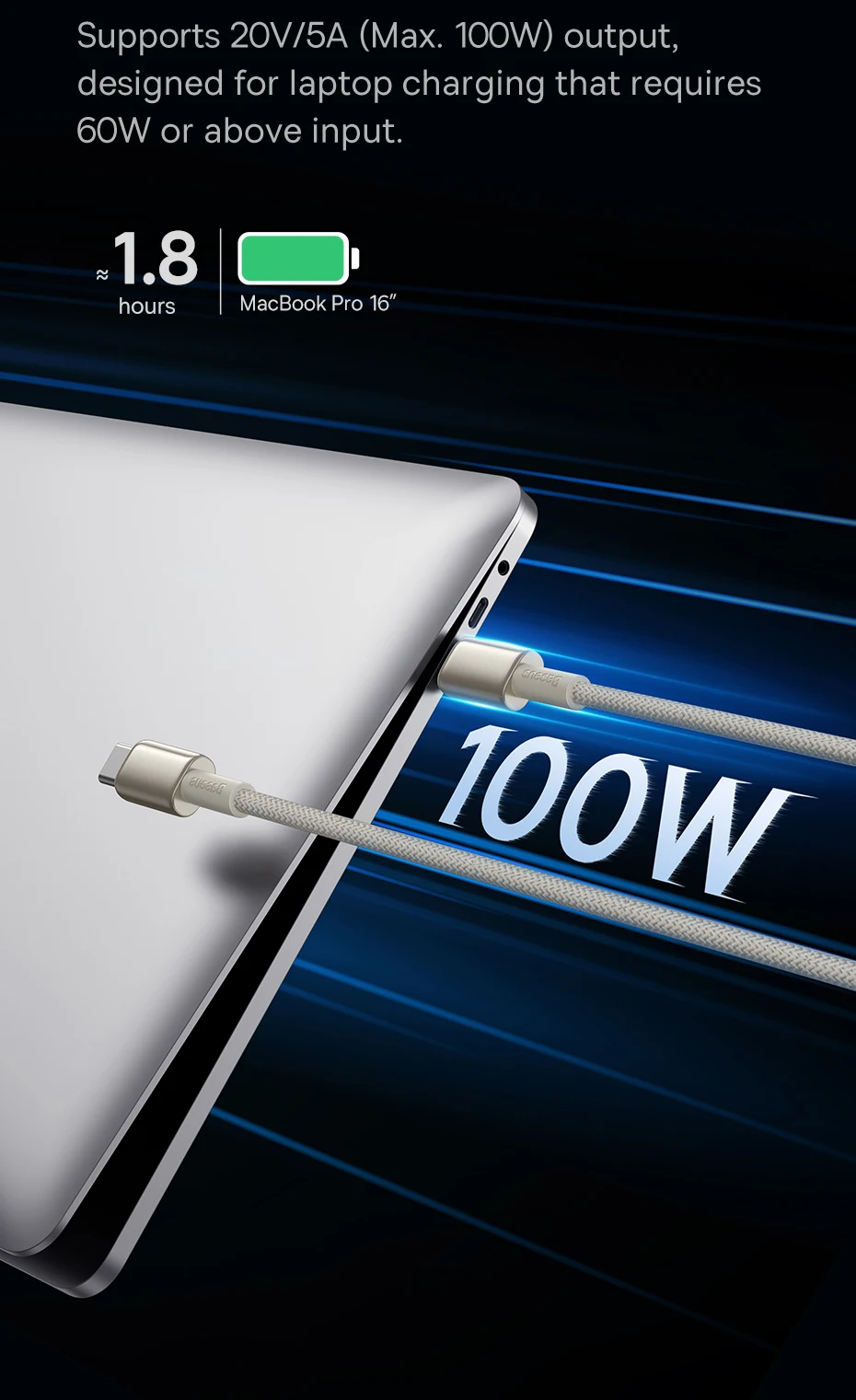 Baseus 100W USB C to USB Type C Cable For iPhone 16 15 for Xiaomi Quick Charge 4.0 PD 100W Fast Charger for MacBook iPad Pro