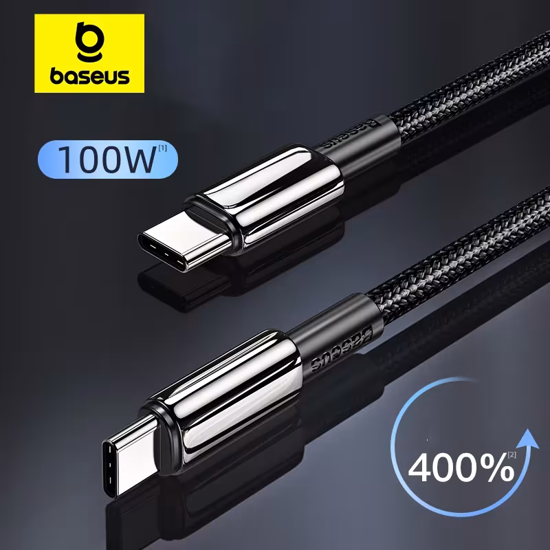 Baseus Tungsten Gold Type-C Fast Charging Cable 100W USB C to C with E-Marker Baseus Tungsten Gold Type-C Fast Charging Cable 100W USB C to C with E-Marker