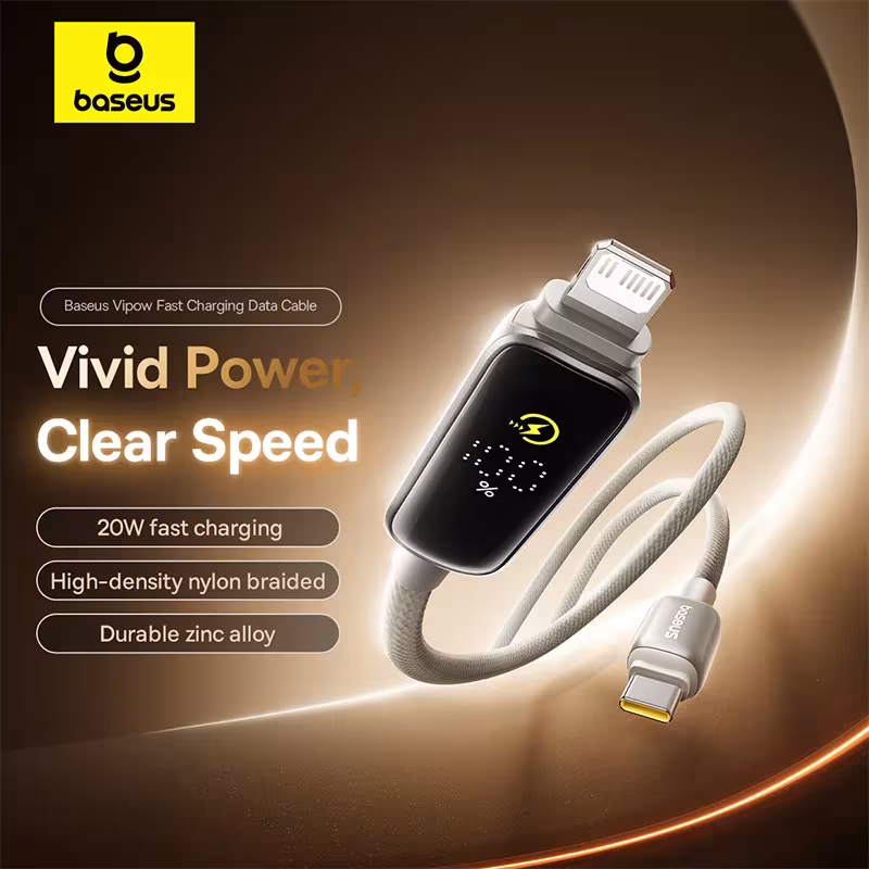 Baseus 20W USB C to Lightning Cable with Digital Display Fast Charging Cable for iPhone iPad Baseus 20W USB C to Lightning Cable with Digital Display Fast Charging Cable for iPhone iPad