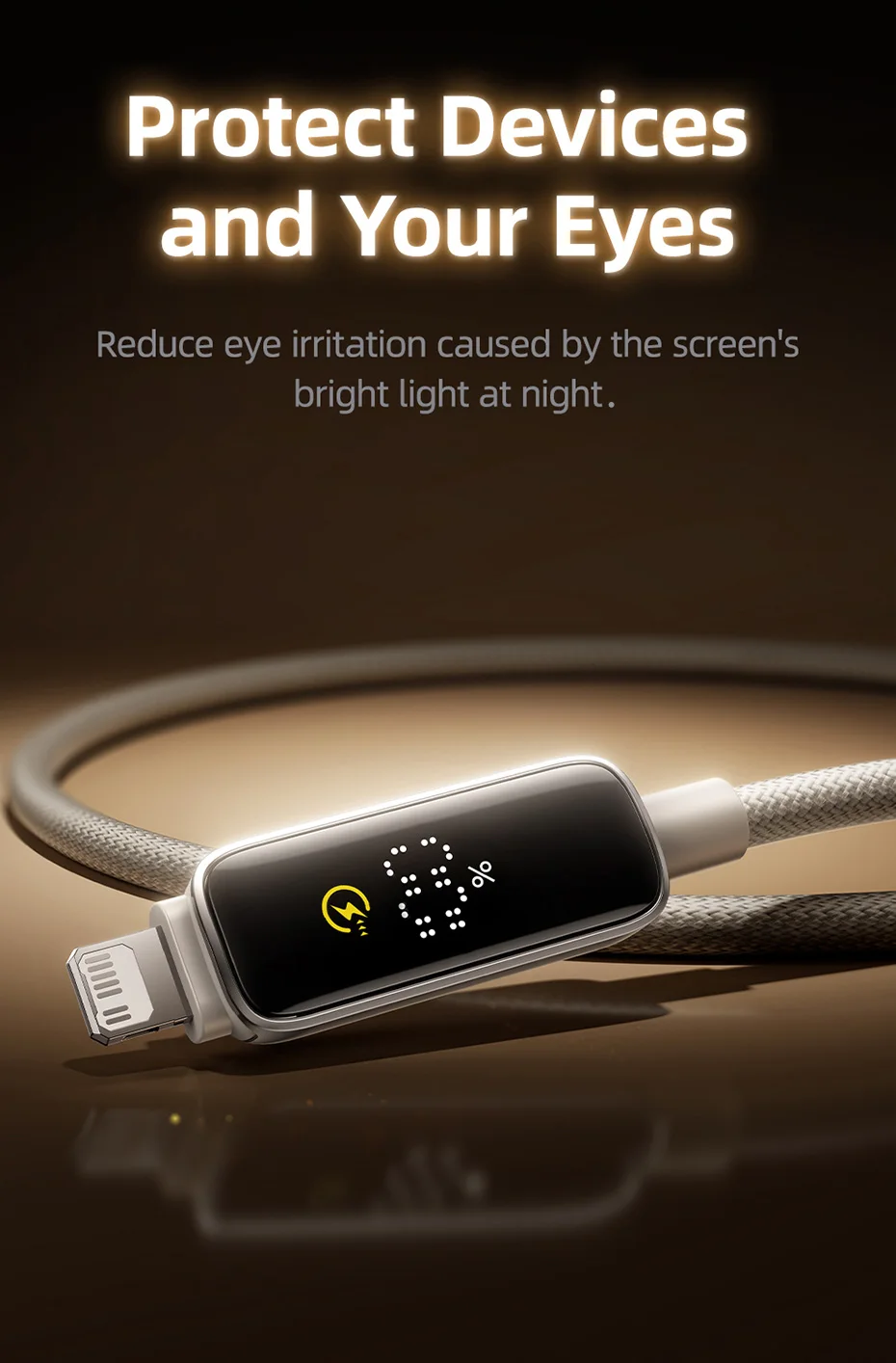Baseus 20W USB C Cable For iPhone 14 13 12 Pro Max Plus Digital Display Fast Charging Cable For iPad Pro Mini Data Wire