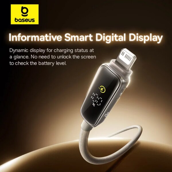 Baseus 20W USB C to Lightning Cable with Digital Display Fast Charging Cable for iPhone iPad - Image 2