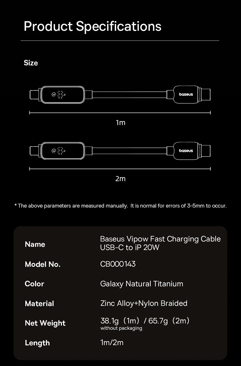 Baseus 20W USB C Cable For iPhone 14 13 12 Pro Max Plus Digital Display Fast Charging Cable For iPad Pro Mini Data Wire