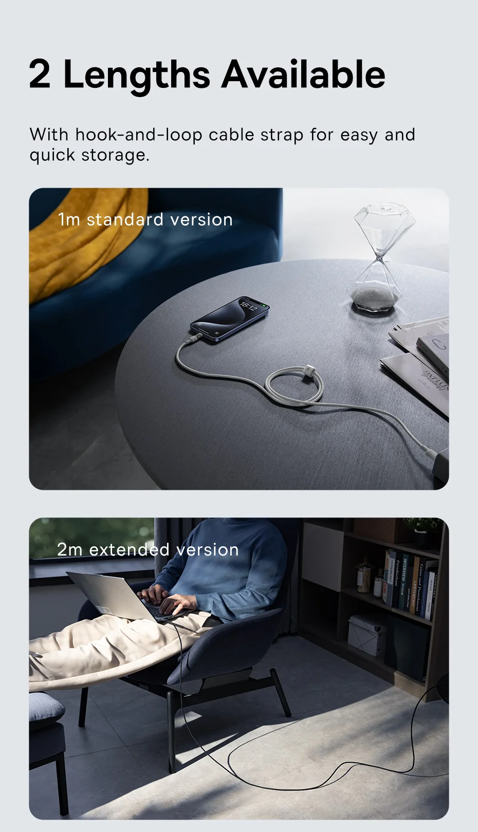 Basues Transparent Type C to Type C Cable 100W PD Fast Charging USB C to USB C Cable For Xiaomi POCO Realme Macbook iPad