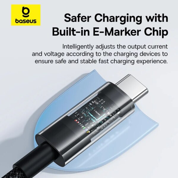 Baseus Transparent Type C to USB C Cable 100W PD Fast Charging Braided for MacBook iPad iPhone 15 Xiaomi - Image 5